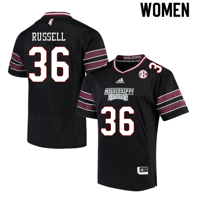 Women #36 Donterry Russell Mississippi State Bulldogs College Football Jerseys Sale-Black